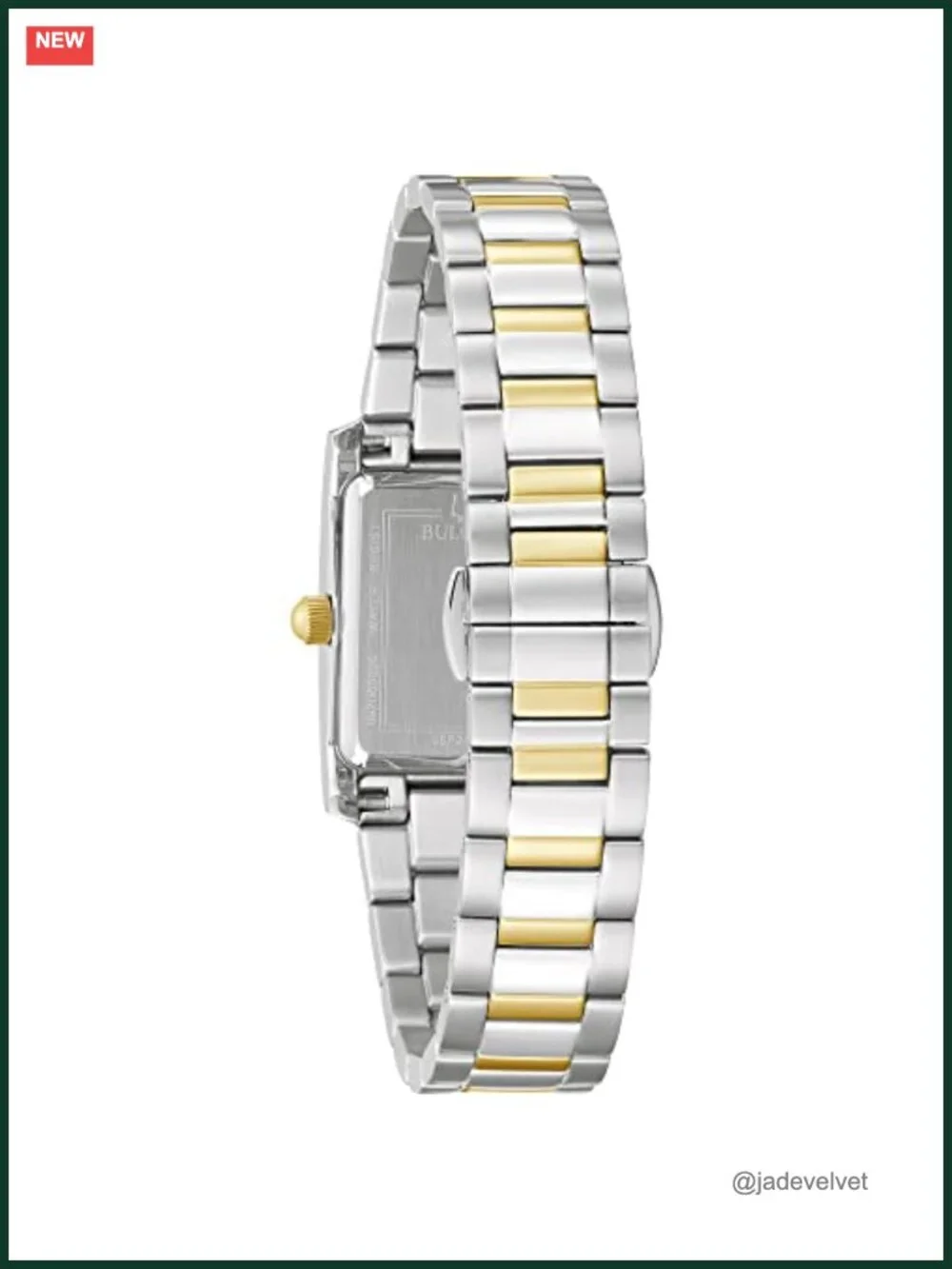 Ladies Classic Diamond Two-Tone Stainless Steel Quartz Watch Rectangle
